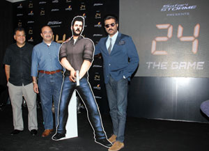 Mr-Raj-Nayak-CEO-COLORS,-Mr-Ankush-Arora-SVP-Passenger-Vehicles-Business-Unit-(Commercial)-Tata-Motors-and-Anil-Kapoor-at-the-launch-of-24-The-Game-at-a-Mall-in-Mumbai