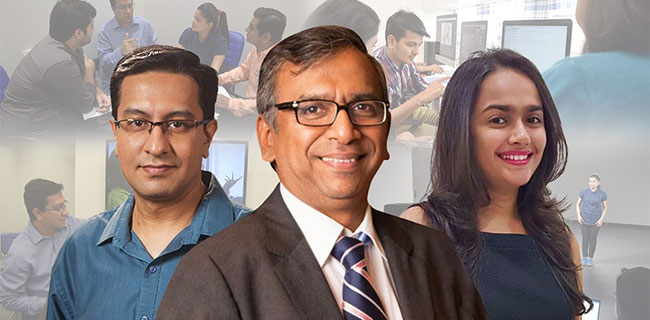 India Signing Hands co-founders Alok Kejriwal, Aqil Chinoy and Mansi Shah
